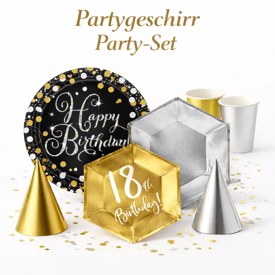 Partygeschirr und Tischdekoration für Geburtstage